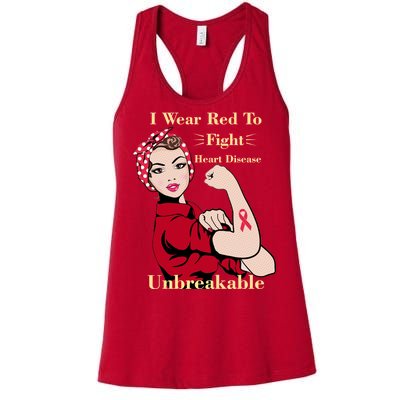 Unbreakable Wear Red To Fight Heart Disease Women's Racerback Tank