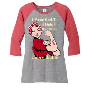 Unbreakable Wear Red To Fight Heart Disease Women's Tri-Blend 3/4-Sleeve Raglan Shirt