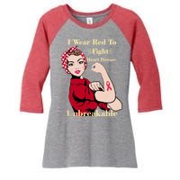 Unbreakable Wear Red To Fight Heart Disease Women's Tri-Blend 3/4-Sleeve Raglan Shirt