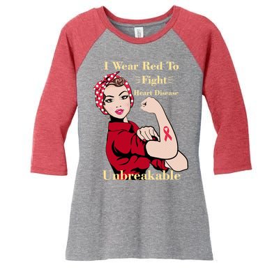 Unbreakable Wear Red To Fight Heart Disease Women's Tri-Blend 3/4-Sleeve Raglan Shirt