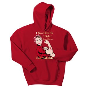 Unbreakable Wear Red To Fight Heart Disease Kids Hoodie