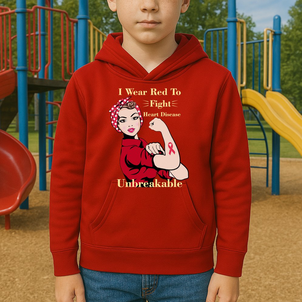Unbreakable Wear Red To Fight Heart Disease Kids Hoodie