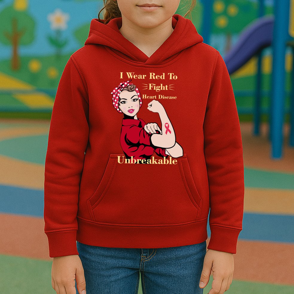 Unbreakable Wear Red To Fight Heart Disease Kids Hoodie