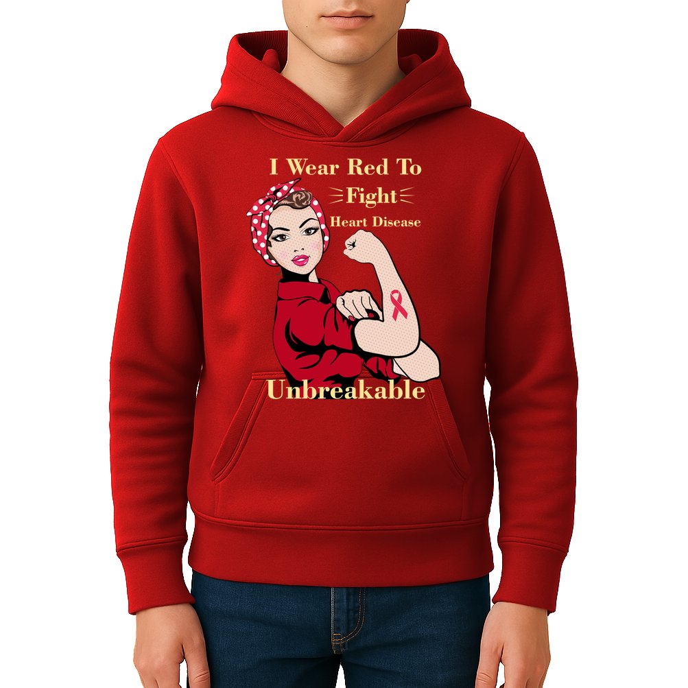 Unbreakable Wear Red To Fight Heart Disease Kids Hoodie