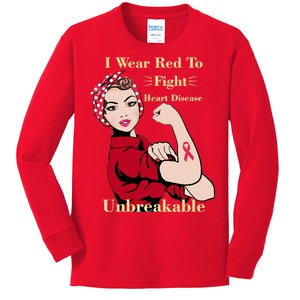 Unbreakable Wear Red To Fight Heart Disease Kids Long Sleeve Shirt