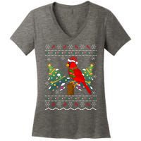 Ugly Northern Cardinal Christmas Northern Cardinal Xmas Gift Women's V-Neck T-Shirt