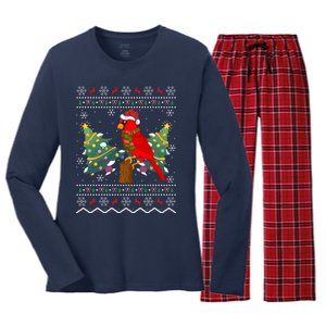 Ugly Northern Cardinal Christmas Northern Cardinal Xmas Gift Women's Long Sleeve Flannel Pajama Set 