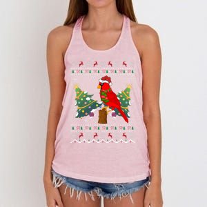 Ugly Northern Cardinal Christmas Northern Cardinal Xmas Gift Women's Knotted Racerback Tank