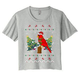 Ugly Northern Cardinal Christmas Northern Cardinal Xmas Gift Women's Crop Top Tee