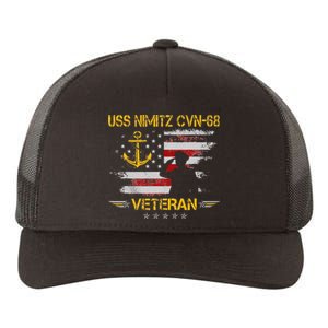 USS Nimitz CVN 68 Aircraft Carrier Veteran Flag Veterans Day Yupoong Adult 5-Panel Trucker Hat