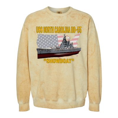 Uss North Carolina Bb55 Battleship & Ww2 American Warship Colorblast Crewneck Sweatshirt