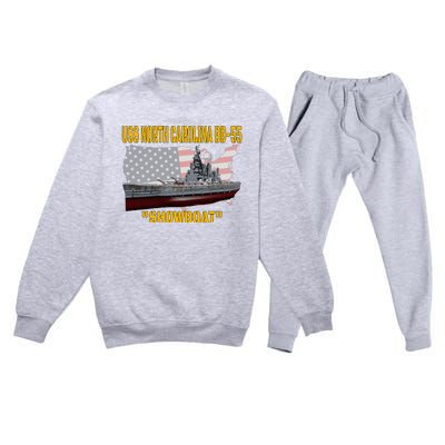 Uss North Carolina Bb55 Battleship & Ww2 American Warship Premium Crewneck Sweatsuit Set