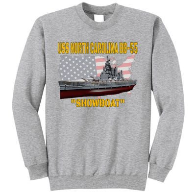 Uss North Carolina Bb55 Battleship & Ww2 American Warship Tall Sweatshirt