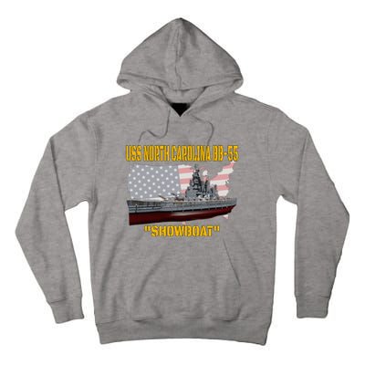 Uss North Carolina Bb55 Battleship & Ww2 American Warship Tall Hoodie