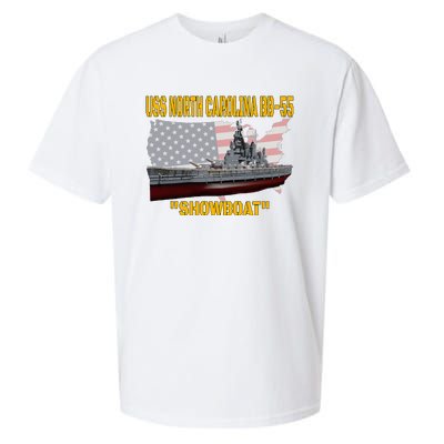 Uss North Carolina Bb55 Battleship & Ww2 American Warship Sueded Cloud Jersey T-Shirt