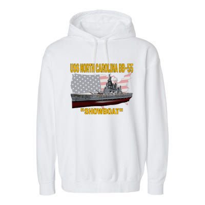 Uss North Carolina Bb55 Battleship & Ww2 American Warship Garment-Dyed Fleece Hoodie