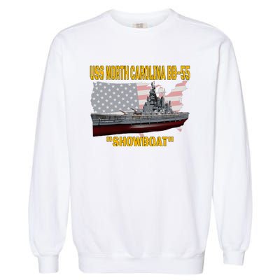 Uss North Carolina Bb55 Battleship & Ww2 American Warship Garment-Dyed Sweatshirt