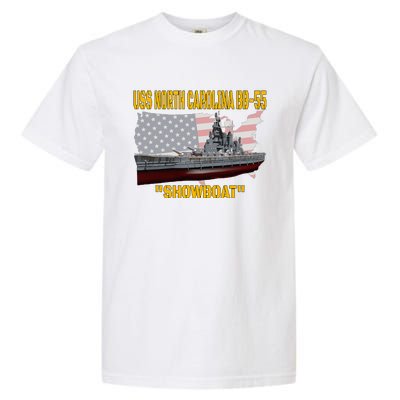 Uss North Carolina Bb55 Battleship & Ww2 American Warship Garment-Dyed Heavyweight T-Shirt