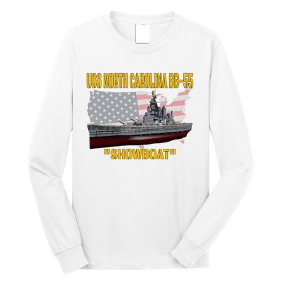 Uss North Carolina Bb55 Battleship & Ww2 American Warship Long Sleeve Shirt