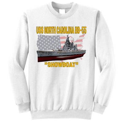 Uss North Carolina Bb55 Battleship & Ww2 American Warship Sweatshirt