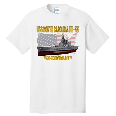 Uss North Carolina Bb55 Battleship & Ww2 American Warship Tall T-Shirt