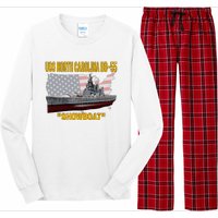 Uss North Carolina Bb55 Battleship & Ww2 American Warship Long Sleeve Pajama Set