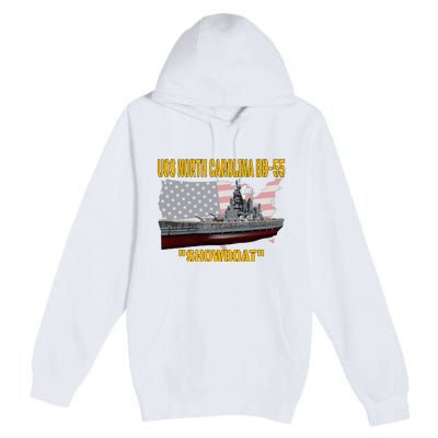 Uss North Carolina Bb55 Battleship & Ww2 American Warship Premium Pullover Hoodie