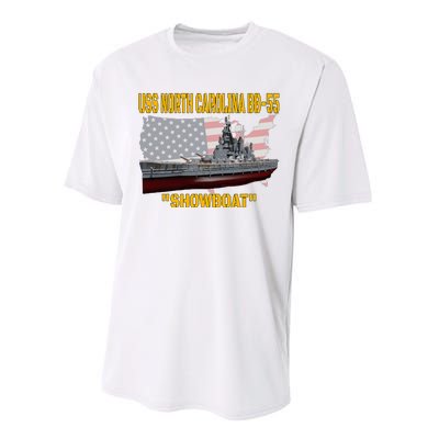 Uss North Carolina Bb55 Battleship & Ww2 American Warship Performance Sprint T-Shirt