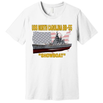 Uss North Carolina Bb55 Battleship & Ww2 American Warship Premium T-Shirt