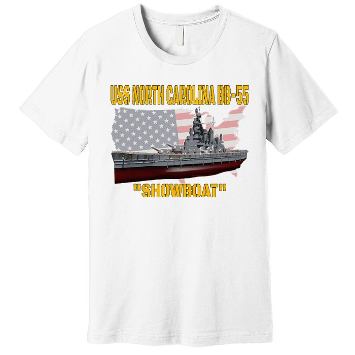 Uss North Carolina Bb55 Battleship & Ww2 American Warship Premium T-Shirt