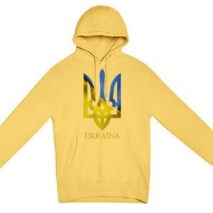 Ukraine National Coat Of Arms Ukraina Ukrainian Trident Premium Pullover Hoodie