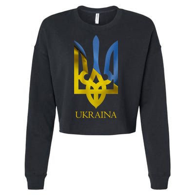 Ukraine National Coat Of Arms Ukraina Ukrainian Trident Cropped Pullover Crew