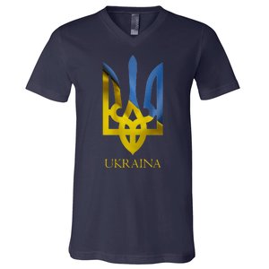 Ukraine National Coat Of Arms Ukraina Ukrainian Trident V-Neck T-Shirt