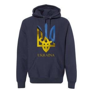 Ukraine National Coat Of Arms Ukraina Ukrainian Trident Premium Hoodie