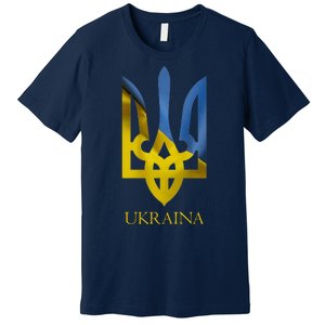 Ukraine National Coat Of Arms Ukraina Ukrainian Trident Premium T-Shirt