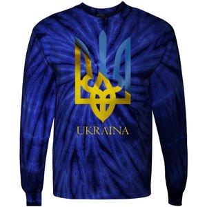 Ukraine National Coat Of Arms Ukraina Ukrainian Trident Tie-Dye Long Sleeve Shirt