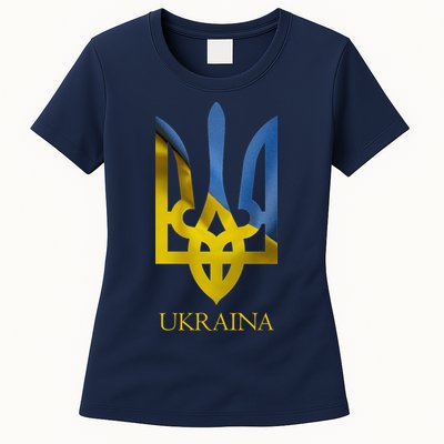 Ukraine National Coat Of Arms Ukraina Ukrainian Trident Womens T-Shirt