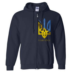 Ukraine National Coat Of Arms Ukraina Ukrainian Trident Full Zip Hoodie