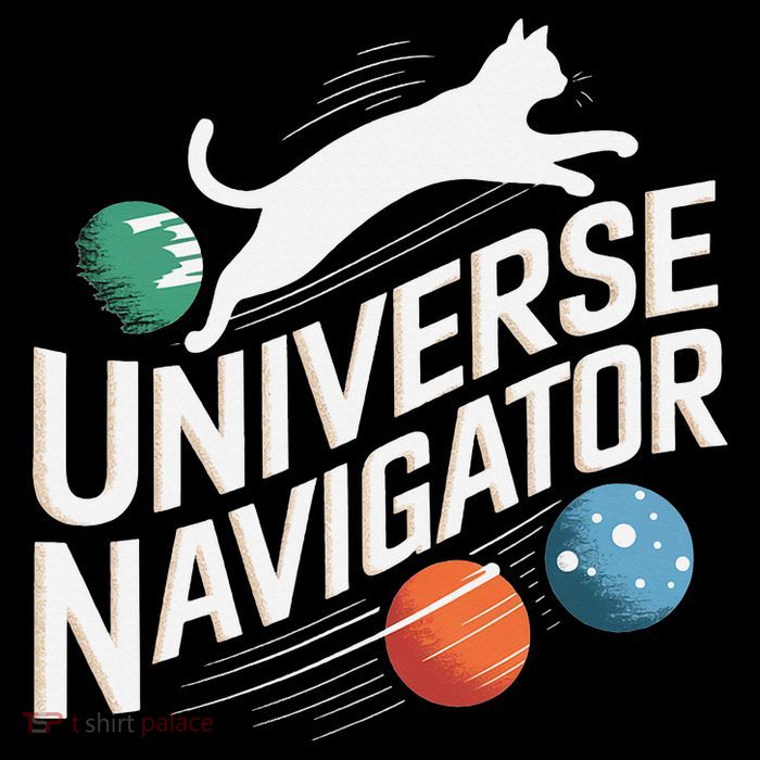 Universe Navigator Cat Design Drawstring Bag