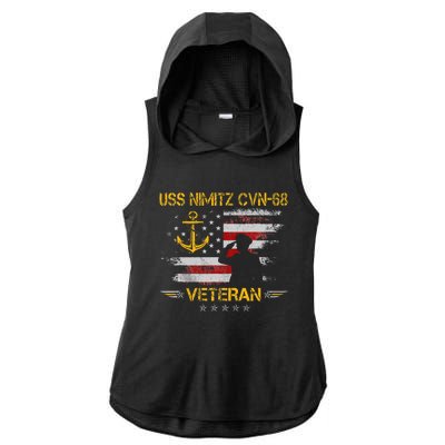 Uss Nimitz Cvn68 Aircraft Carrier Veteran Flag Ladies PosiCharge Tri-Blend Wicking Draft Hoodie Tank