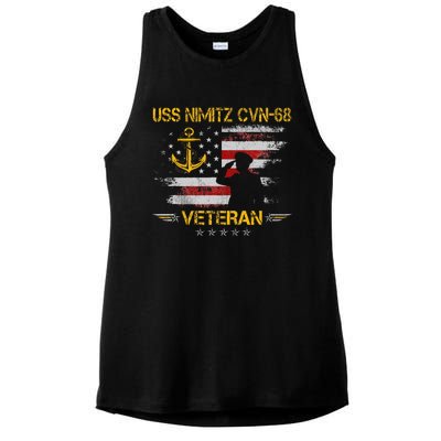 Uss Nimitz Cvn68 Aircraft Carrier Veteran Flag Ladies PosiCharge Tri-Blend Wicking Tank