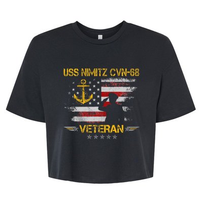 Uss Nimitz Cvn68 Aircraft Carrier Veteran Flag Bella+Canvas Jersey Crop Tee