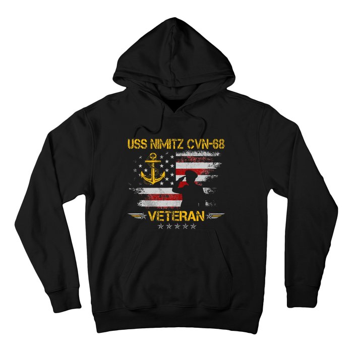 Uss Nimitz Cvn68 Aircraft Carrier Veteran Flag Hoodie