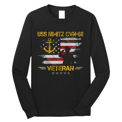 Uss Nimitz Cvn68 Aircraft Carrier Veteran Flag Long Sleeve Shirt