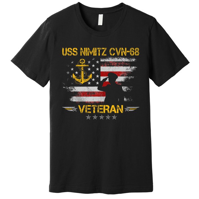 Uss Nimitz Cvn68 Aircraft Carrier Veteran Flag Premium T-Shirt