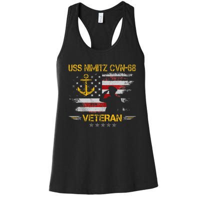 Uss Nimitz Cvn68 Aircraft Carrier Veteran Flag Women's Racerback Tank