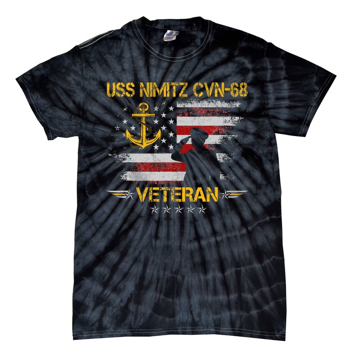 Uss Nimitz Cvn68 Aircraft Carrier Veteran Flag Tie-Dye T-Shirt