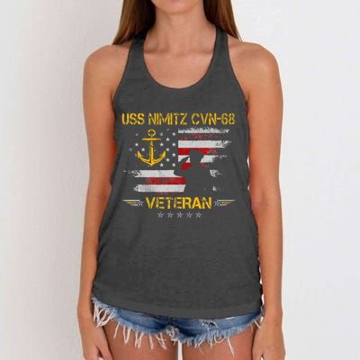 Uss Nimitz Cvn68 Aircraft Carrier Veteran Flag Women's Knotted Racerback Tank