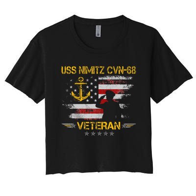 Uss Nimitz Cvn68 Aircraft Carrier Veteran Flag Women's Crop Top Tee