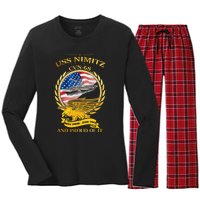 Uss Nimitz Cvn68 And Pound Off It Women's Long Sleeve Flannel Pajama Set 